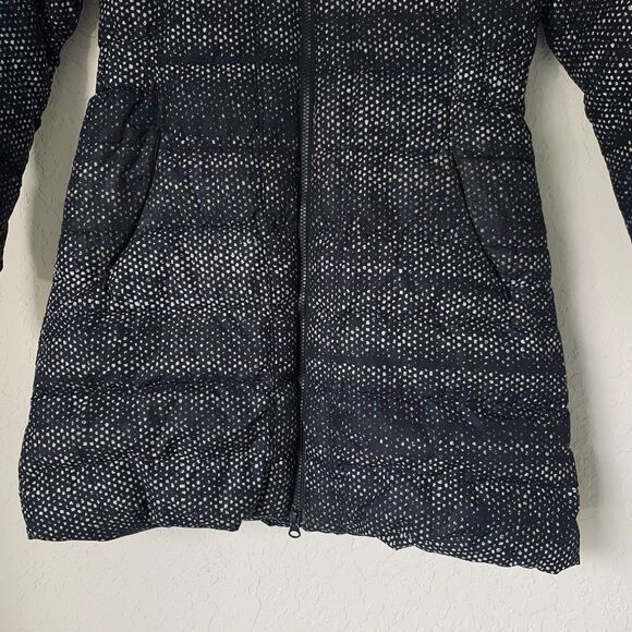 North Face Puffer Coat Transit II Women S Black Spot Speckle 550 Goose Down Hood - Picture 5 of 16